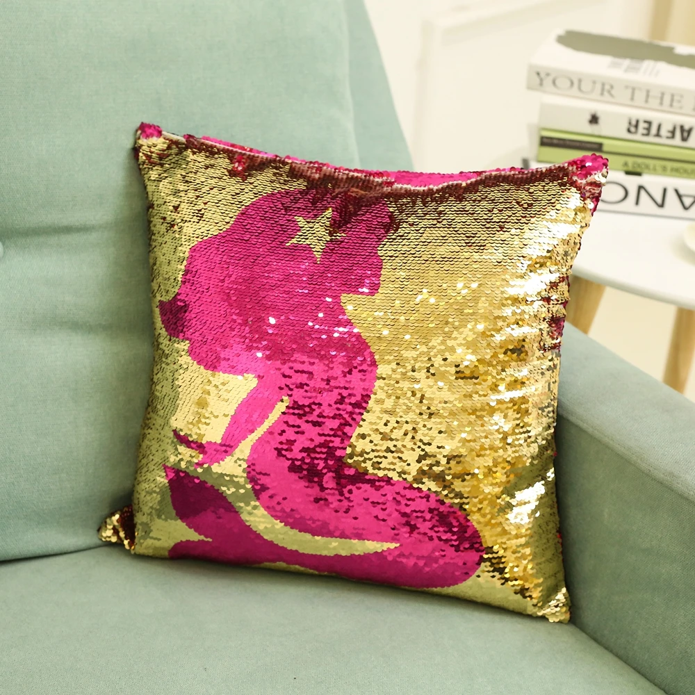 

DIY Magical Shining Unicorn Mermaid Pineapple Cushion Cover with Sequins Double Pattern Changing Pillow Case Cover for Seat Car