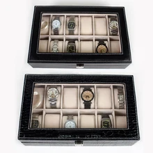 1Pc Factory Wholesale 12 Grid Leatherette Jewelry Watch Display Box Storage Collection Fashion Case
