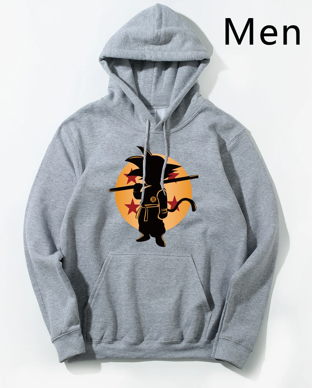 Dragon Ball Z Pocket Hoodie, мужские толстовки с капюшоном в японском стиле, мужская толстовка с капюшоном в стиле Драконий жемчуг,, Зимний пуловер, верхняя одежда с длинным рукавом - Цвет: Gray