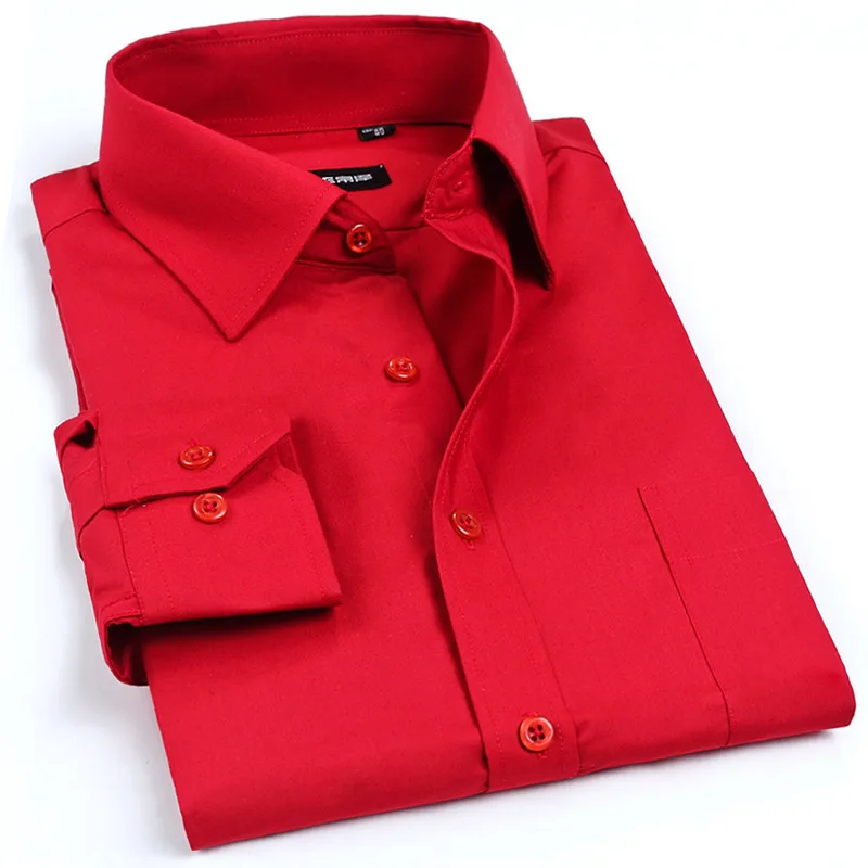 Free shipping new men's commercial pure color long sleeve shirt Men's