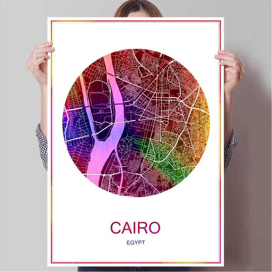 World Famous City Map CAIRO Egypt Print Poster Print on Paper or Canvas