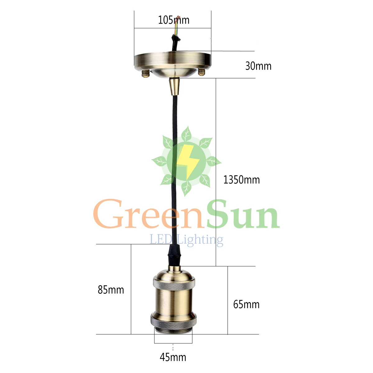 Billige GreenSun 5Pcs E27 Antike Messing Retro Schraube Birne Basis Anhänger Licht Halter Set Decke Rose Licht Buchse Mit 1,35 M Kabel