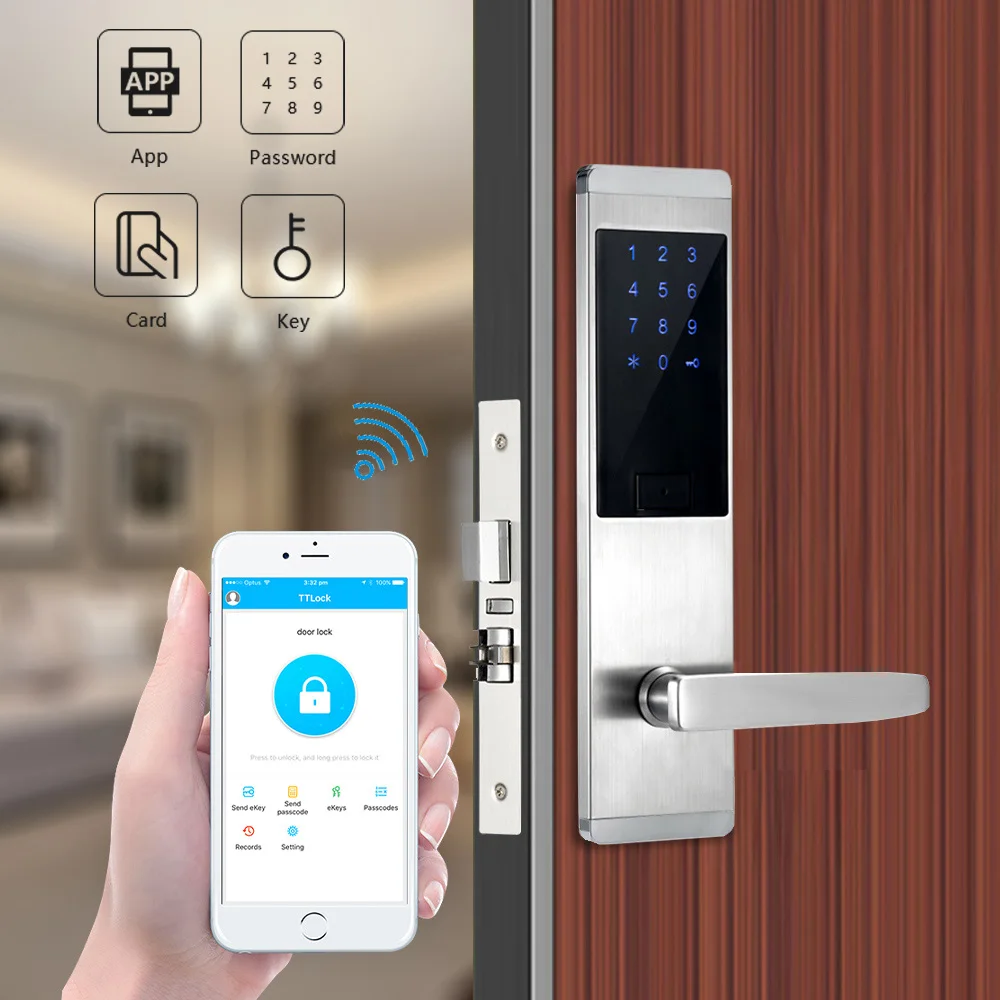 

Security Electronic Hotel Lock APP WIFI bluetooth Digital Code RFID Card Smart Door Lock For Home Hotel Apartment