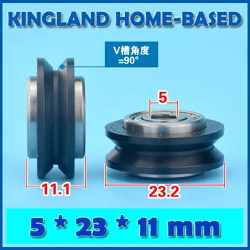 

10pcs 5*23*11mm 3D Printer Roller CNC Openbuilds Plastic Wheel POM Bearings V Groove Passive Wheel Pulley For V-slot Window Door