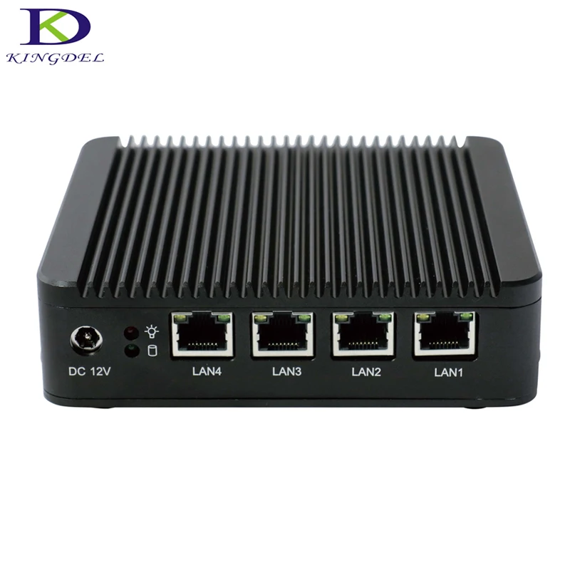 Celeron J1900 Mini PC Quad Core Fanless Mini PC with VGA 4 LAN Port 2 USB