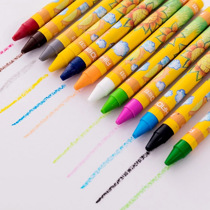 12 цветов в коробке восковой карандаш Детские масляные краски, кисть Конфеты цветная масляная пастель карандаш Детская безопасность нетоксичный Пастель