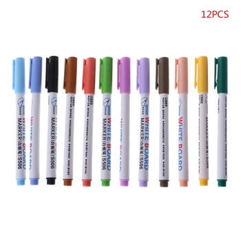 

12 Colors Erasable Whiteboard Marker Pen Sign Fine Nib Set Supplies JUL-26B