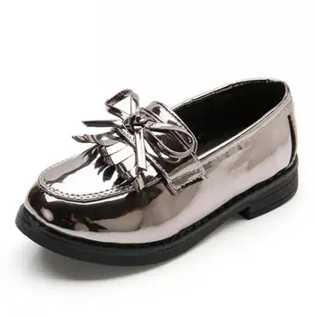 

New Girls Black Dress Leather Shoes For Children Wedding Patent Leather Kids School Shoes Flat Fashion Rubber Size 26-35