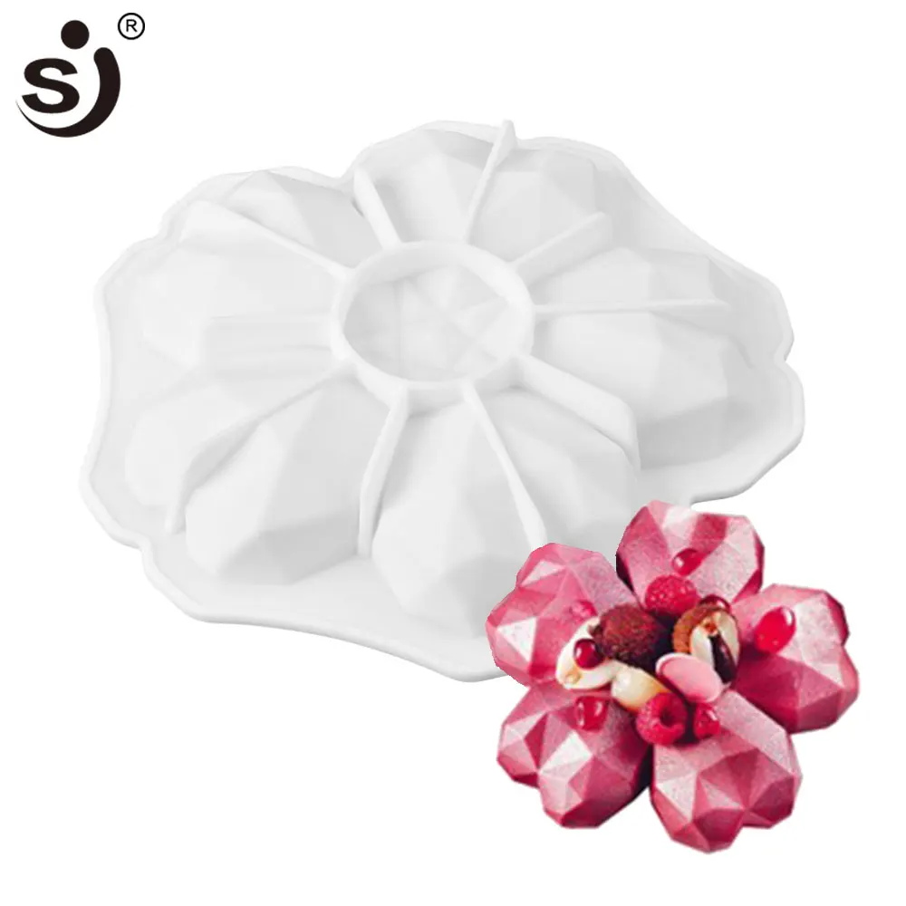 SJ 3d Алмазный цветок формы силиконовая форма DIY муссовый торт формы дизайн Свадебный противни для запекания торта украшения инструмент