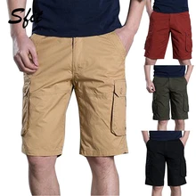 Sfit мужские рабочие шорты мульти-карманные повседневные шорты для пляжного досуга Твердые свободные большие стиль сафари тренировки брюки мужские плюс размер