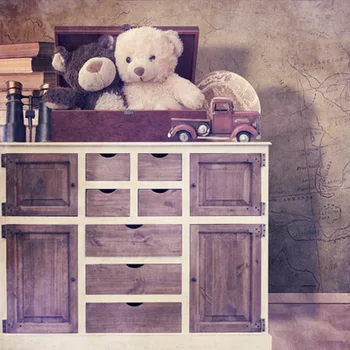 

Filming Backdrops photography-children background-girl Boy portrait studio booth Backdrops teddy bear box case books rustic