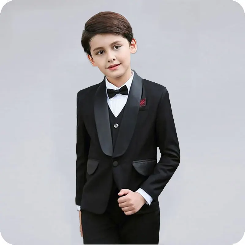 

New Design Flower Boys Wedding Suit 3PCS Boys Party Burgundy Custom Made Costume Homme Boy Spring Formal Clothing Set Kids Suits