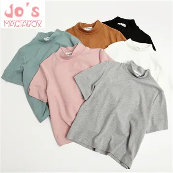 

New Summer Candy Color Women Round Neck Short-sleeved Cut out T-shirt Female Cotton Solid Casual Tees Tops Clothes TS050