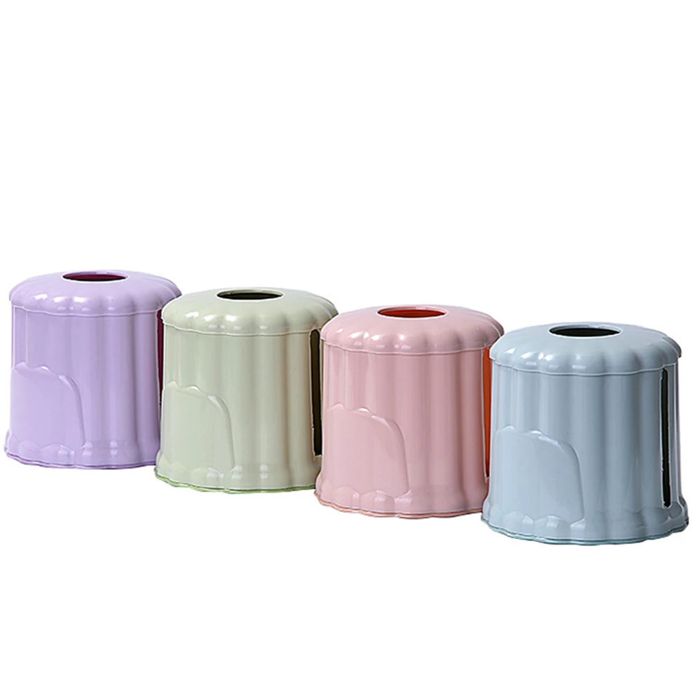 

2018 Fashion Car Home Roll Paper Box Holder Plastic Round Tissue Container Towel Napkin Tissue Storage for Home Office Desktop