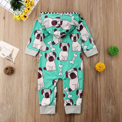 Baby bay/Одежда для девочек Комбинезон с принтом на тему собак длинными рукавами