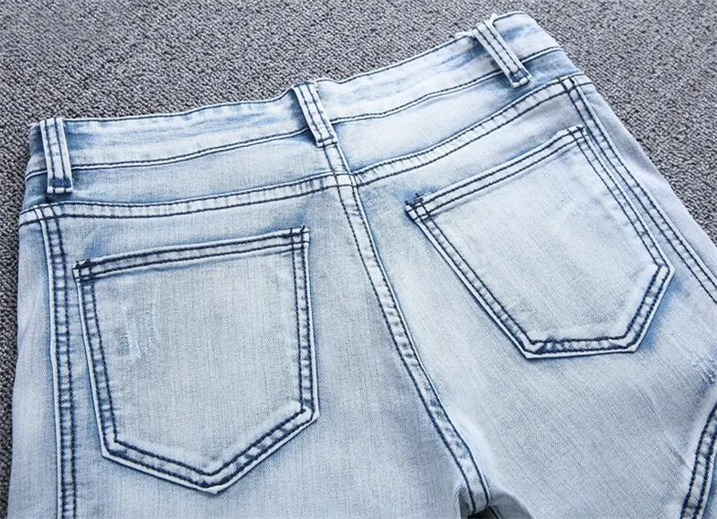 Newsosoo фаздравствуйте для Здравствуйте мужчин Hi Street рваные джинсы брюки для девочек стрейч Steetwear проблемных мотоцикл джинсовые мотобрюки