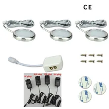 Светодиодный подсветка для шкафов шайба дневногосвета Ультра тонкие круглые 2,5 W DC12V Алюминий для кухонный шкаф витрина шкаф Освещение в помещении