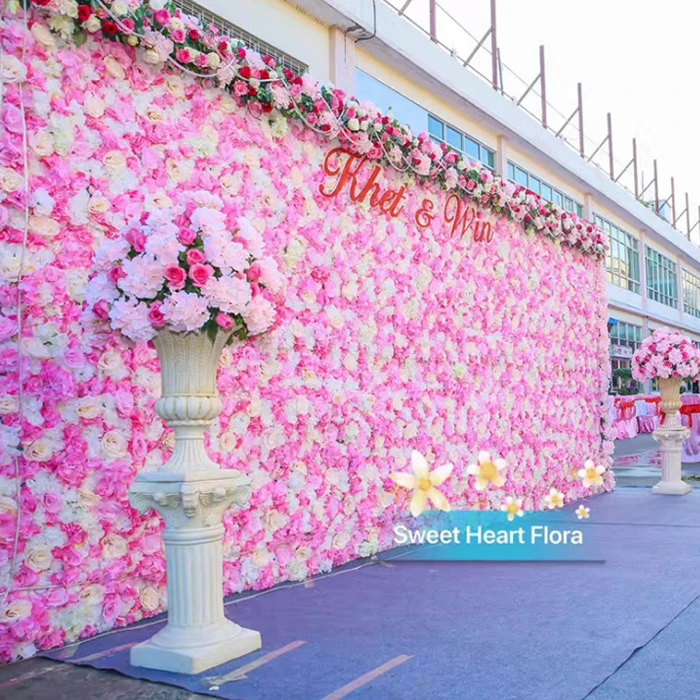 40x60 см искусственный цветочный фон для свадьбы День рождения, детский душ вечерние Декор стены романтичное украшение для свадьбы шелк роза Wh