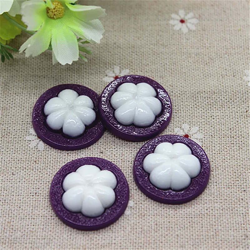 10pcs Kawaii Simulation Fruit Resin Mangosteen Slice Flatback Cabochon DIY Decorative Craft Scrapbooking Accessories 26mm | Дом и сад