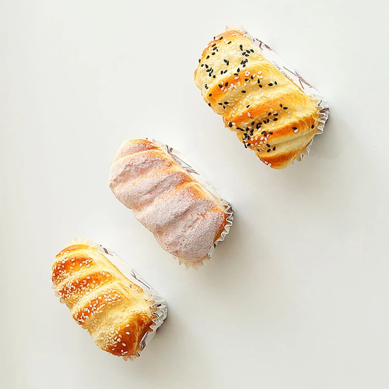 

6PCS Wholesale High Artificial Magnetic Resin Bread Home Frige Ornaments Cake Bakery Room Window Fake Bread Decoracion Food