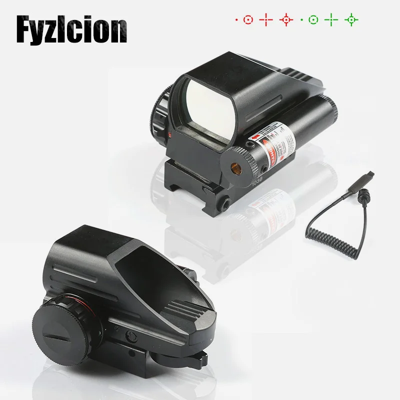 

Fyzlcion Tactical Holographic 1x22x33 Reflex Red Green Reflex Dot Sight Scope with Laser Sight Combo 4 Reticles Airsoft Standard
