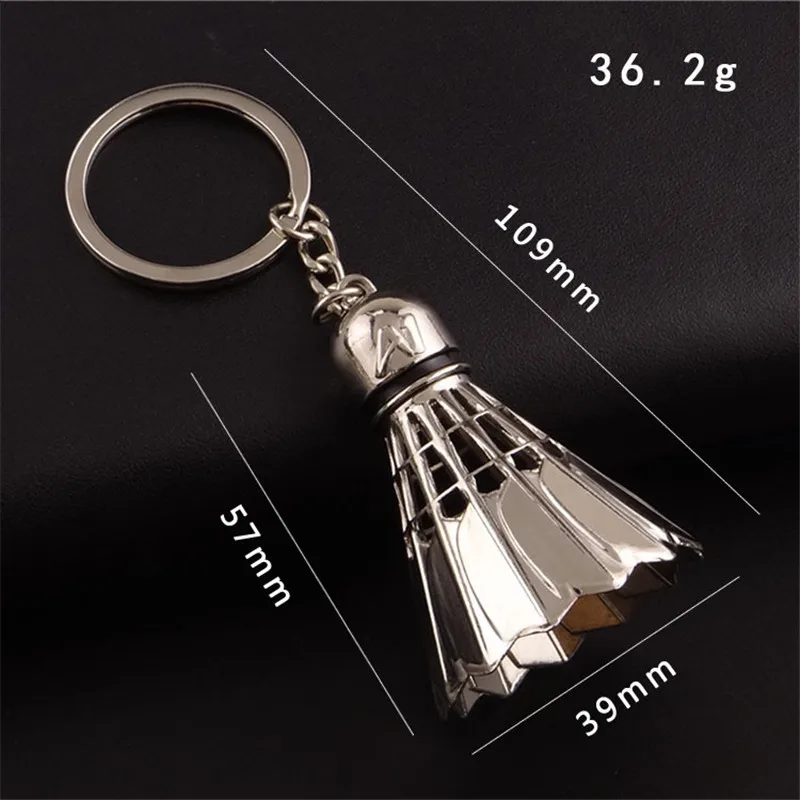 10.9*3.9cm Alloy Mirror Polished Creative 3D Badminton Keychains