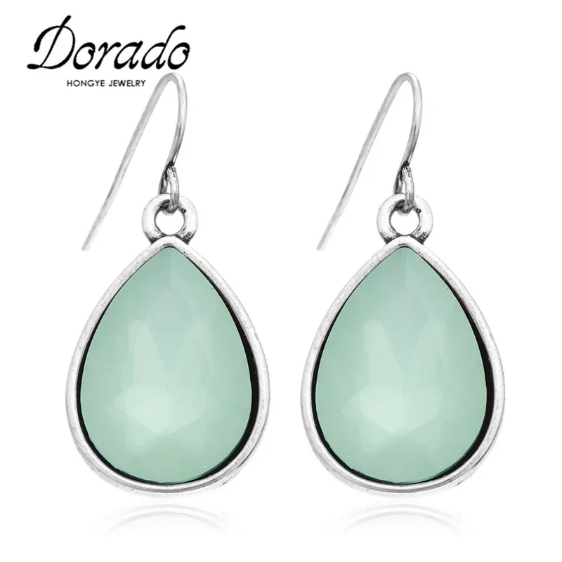 

Resin Water Drop Earrings For Women Girls Silver Color Alloy Female Dangle Hanging Earring Fashion Wedding Ear Jewelry Brincos