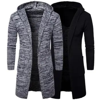 

Men's Wool Sweater Knit Long Cardigan Hooded Wizard Knitwear Men's Outerwear