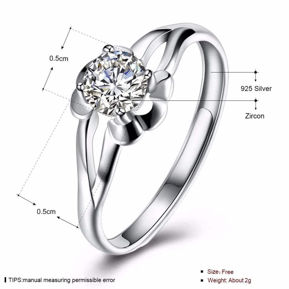

Fine Jewelry Original Authentic 925 Sterling Silver Crystal From Austrian Opening Rings Multilayer Angle Gift For Women
