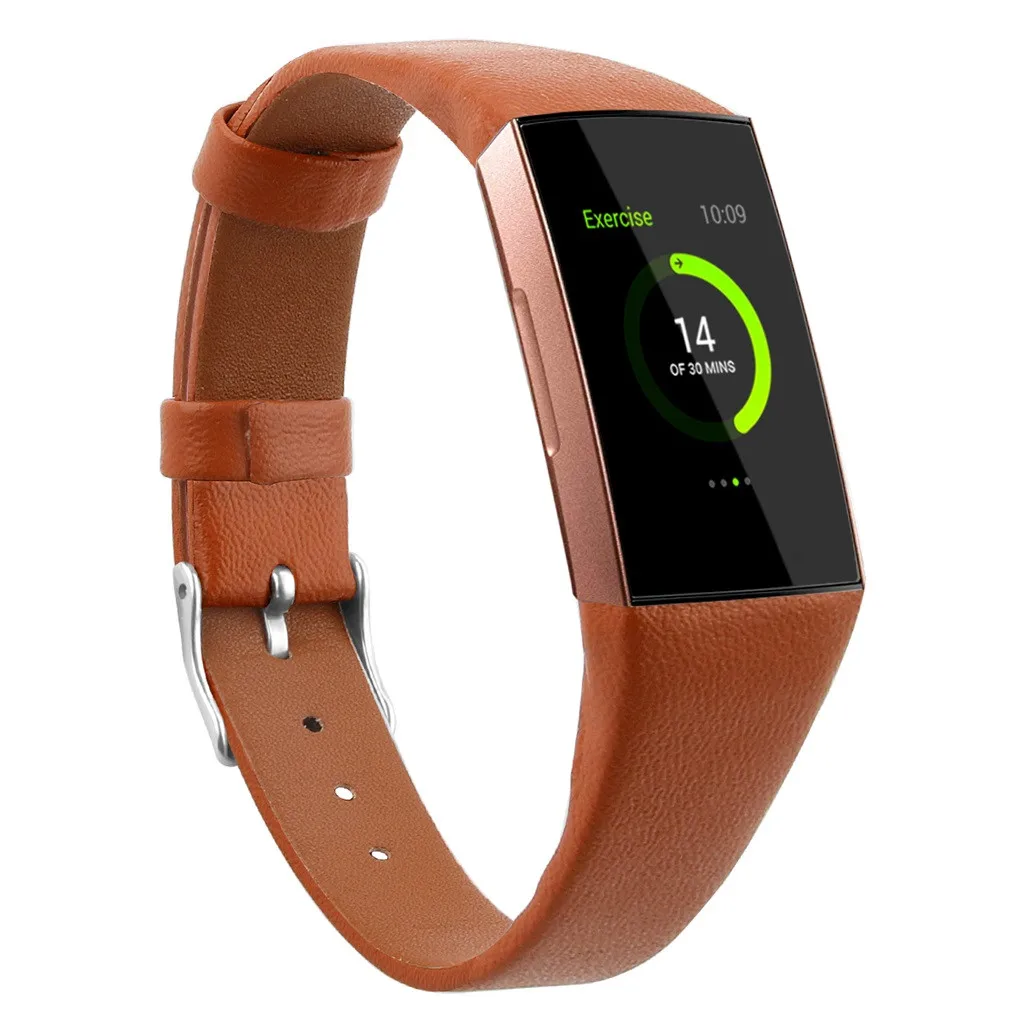 Фитнес-браслет, трекер активности, роскошные кожаные Сменные аксессуары, браслеты на ремне для Fitbit Charge 3