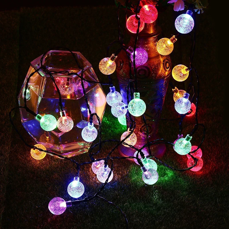 10 м 100LED с украшением в виде кристаллов в виде шара пузыря гирлянды Гирлянды 6 м Батарея вспышки Фея лампа для отдыха на открытом воздухе для рождественских праздников домашний декор