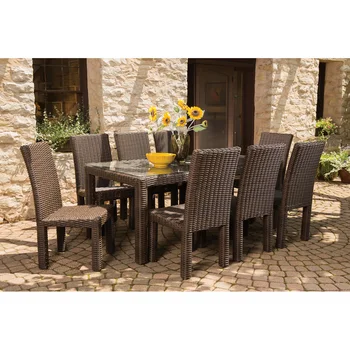 

Sigma weatherproof pe rattan table with glass top