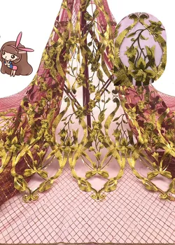 

ZH-635 african French Lace Fabric Shinny Nigerian Embroidery Tulle French Lace