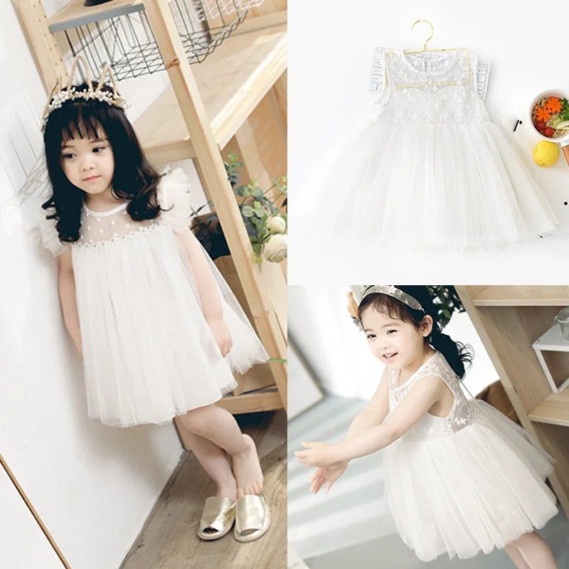 

New Born Baby Girl Dress Girls Princess Dress White Lace Baby Dress Wedding Party Gowns Girls Baptism 1 Year birthday dress