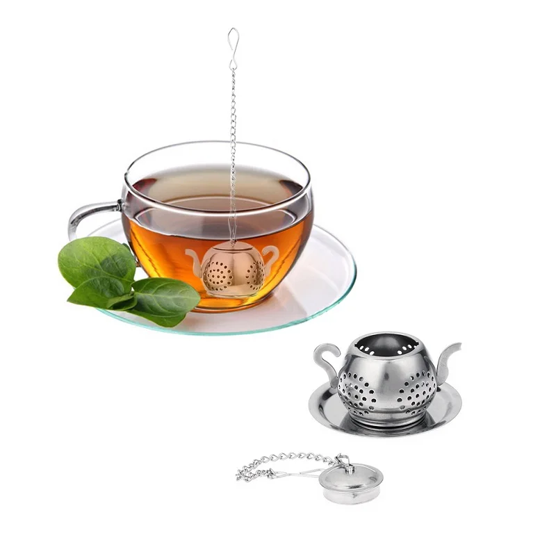 

Tea Strainer Infuser with Teapot Tray Stainless Steel Spice Filter Empty Tea Bag Leaf Diffuser Teaware Accessories Tool