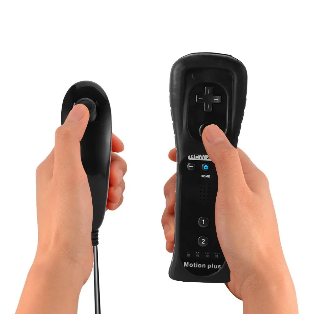 2в1 Motion Plus левый пульт дистанционного управления+ контроллер "нунчаки" для геймпад для Nintendo Wii игры
