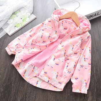

welaken 2019 Sping&Autumn Coats Baby Girls Jacket Long Sleeve Unicorn Printed Hooded Jacket Toddler Children Fashion Pink Jacket