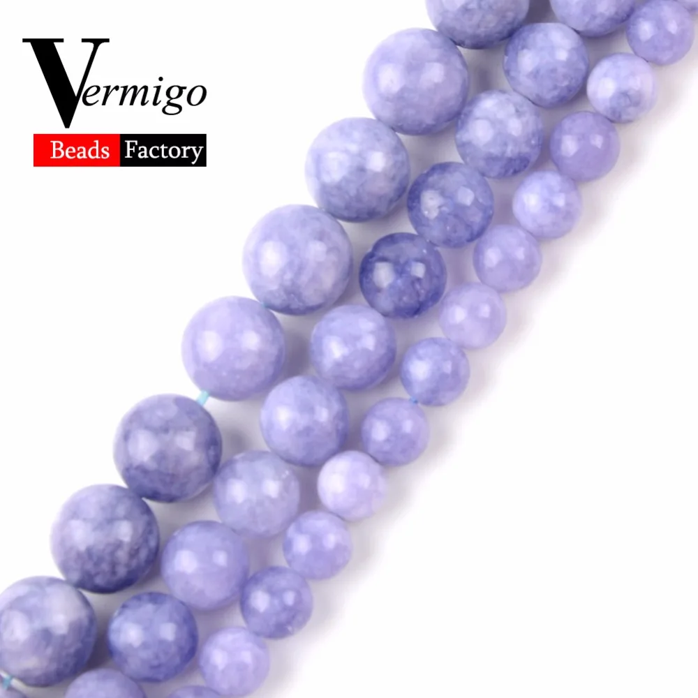 

6 8 10 12mm Angelite Stone Beads Natural Stone Round Loose Beads For Needlework Jewelry Making Diy Bracelet Necklace 15"Strand