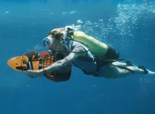 

Hot Sale Water sports submersible diving equipment underwater propellers swimming surfing Water scooters yellow
