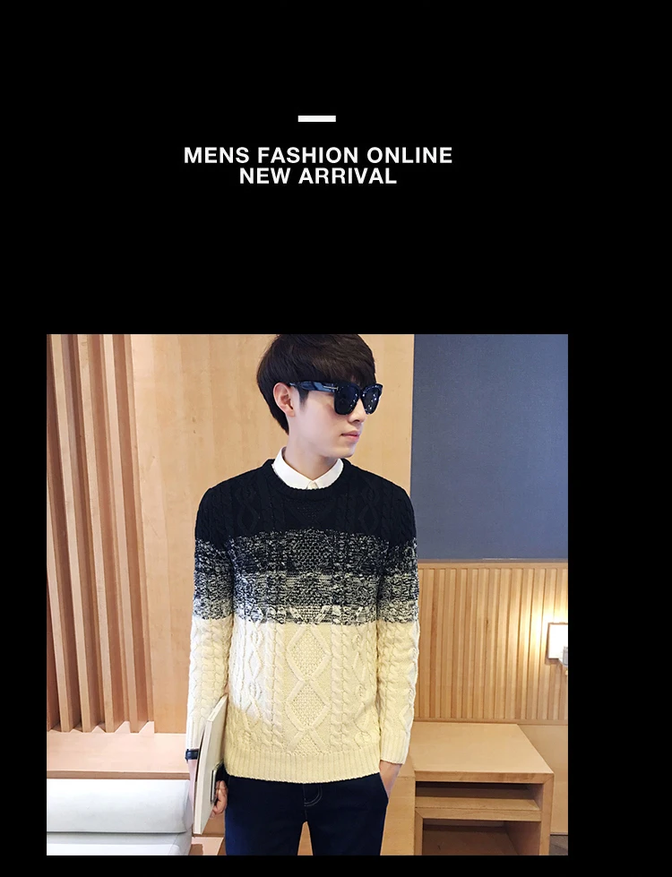 Модная брендовая мужская зимняя плоская вязка, свитер с круглым вырезом и длинными рукавами, повседневные толстые теплые пуловеры в стиле пэчворк, мужской размер M L XL XXL