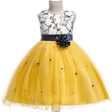 Свадебное платье с цветочным узором для девочек от 3 до 10 лет красивое платье с вышитыми цветами милое детское платье с бисером для сцены