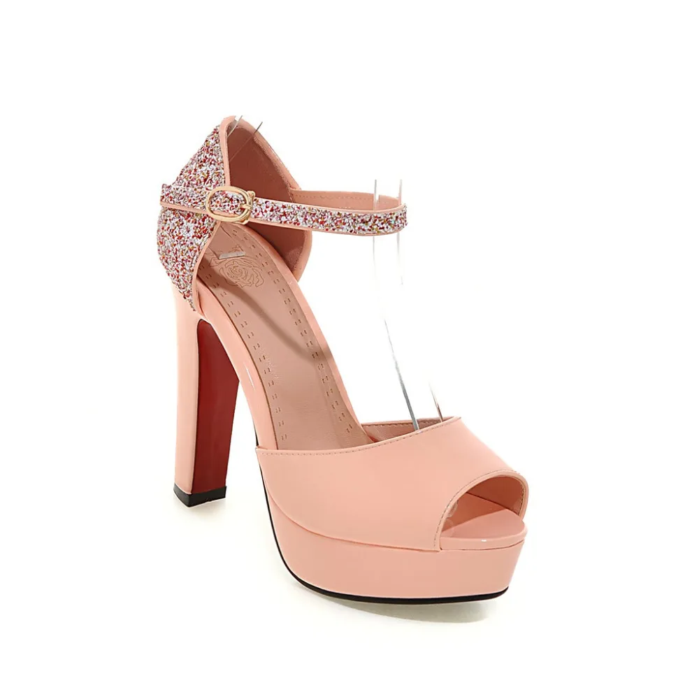 

large Size 33-42 Fashion platform high heel sandals women summer shoes women sandal PU black white red shoes woman