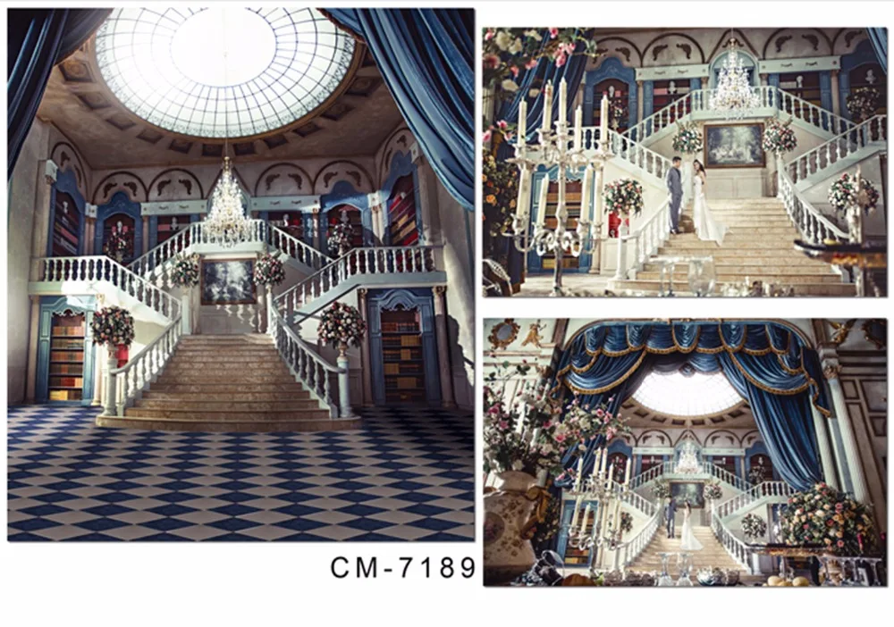 خزائن درج داخلي خلفية التصوير الأزرق الستار دائرة مشرقة ناتئة بلورات الثريا الزفاف خلفية الصورة