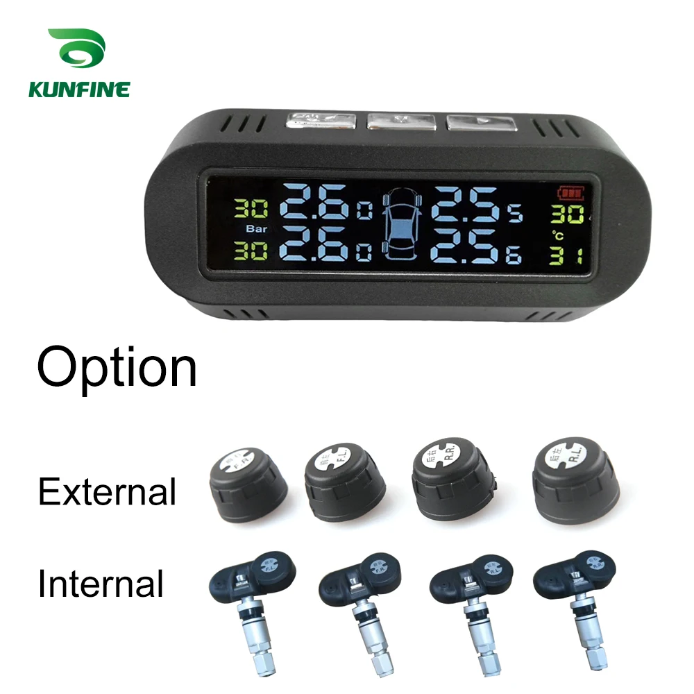 HUB Smart Car TPMS Tyre Pressure Monitoring System Solar Energy TPMS Digital LCD Display Auto Security Alarm Systems With 4 Sensors C (1)
