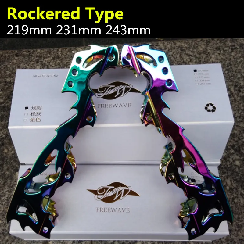 

Rockered Type 219mm 231mm 243mm Inline Skates Frame for 72mm 76mm 80mm Banana Slalom FSK Roller Skating Base Colorful Rainbow