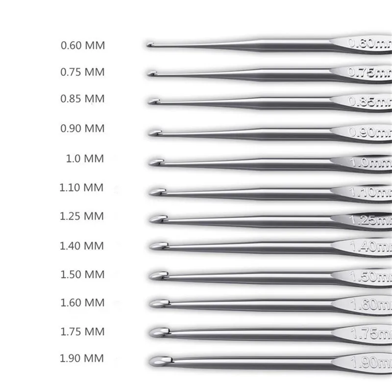 

12pcs/set Small Size Crochet Hooks Set Mix Sizes 0.6-1.9mm Knitting Needles For Metal Handle Crochet Needles Set
