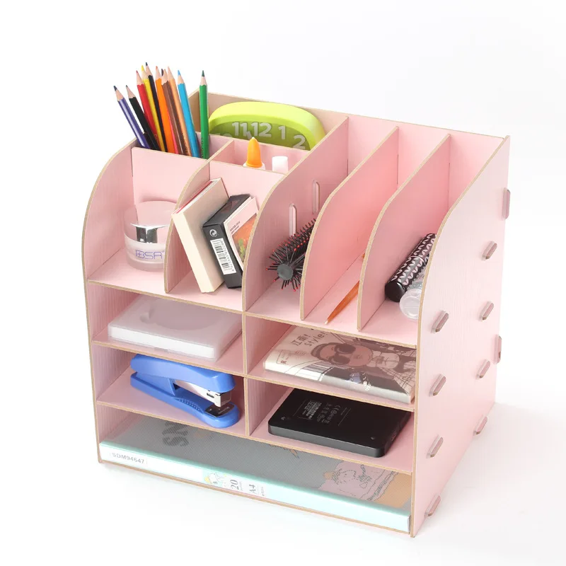 New DIY Wood Makeup Organizer Desk Stationery Cosmetics ...