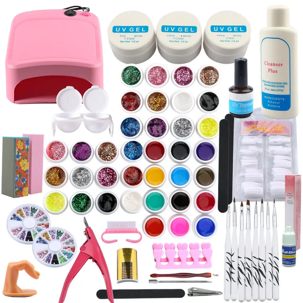 Gel Nail Kit Set For Manicure Gel 36w uv Lamp 36 Colors Gel Nail Art Tools Kit Nail Extension Set UV Gel All For Manicure Set