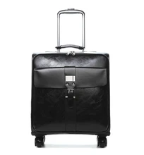 Commercial trolley luggage male universal wheels 16 vintage luggage bag female pu leather the box
