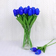 5pcs Royal blue Artificial Tulips fake Flowers PU artificial decora Tulip for Home Wedding decoration